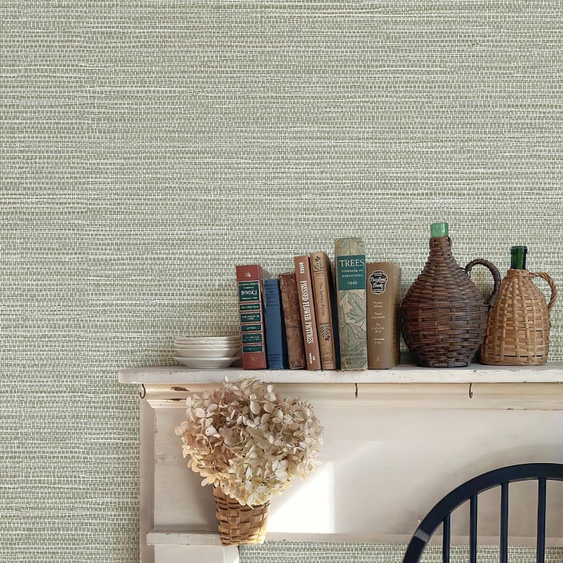 JiffDiff Grasscloth Wallpaper Peel and Stick Cream Grassweave Stick on Wallpaper Textured Self Adhesive Contact Paper 17.3"x118" - Image 3