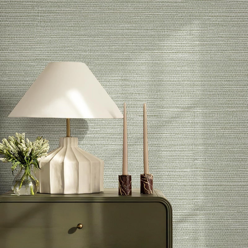 JiffDiff Grasscloth Wallpaper Peel and Stick Cream Grassweave Stick on Wallpaper Textured Self Adhesive Contact Paper 17.3"x118" - Image 2