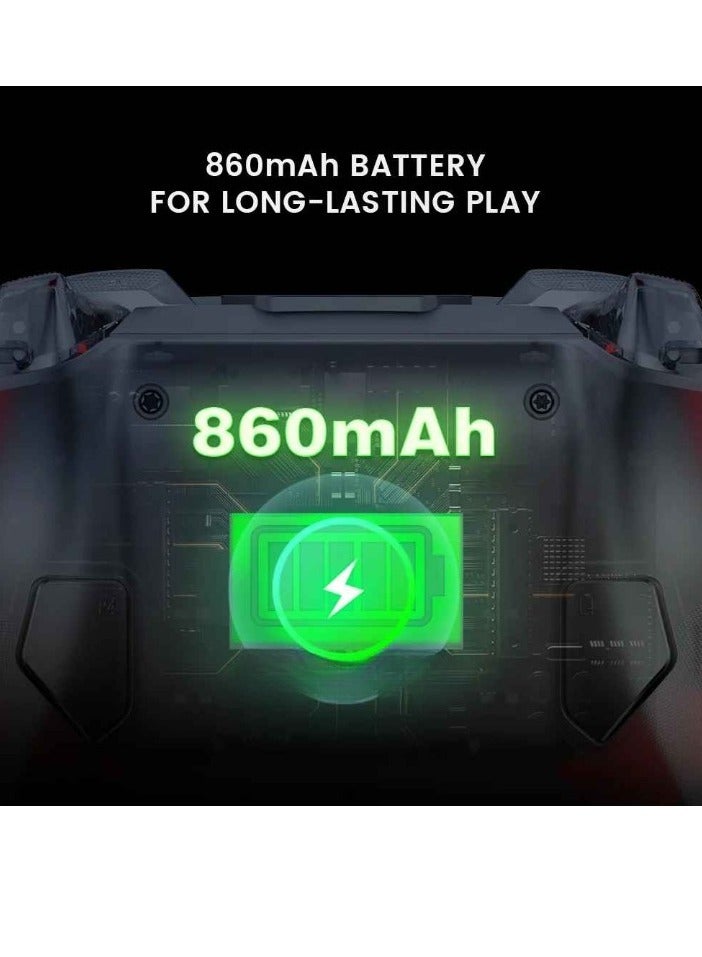 وحدة تحكم لاسلكية، وحدة تحكم ألعاب كمبيوتر محمولة خفيفة الوزن، عصا تحكم بلوتوث متينة RGB Lightning، لوحة ألعاب سهلة الاستخدام مع تأثير هول لوحدة تحكم Windows، (قطعة واحدة، أبيض) - Image 4