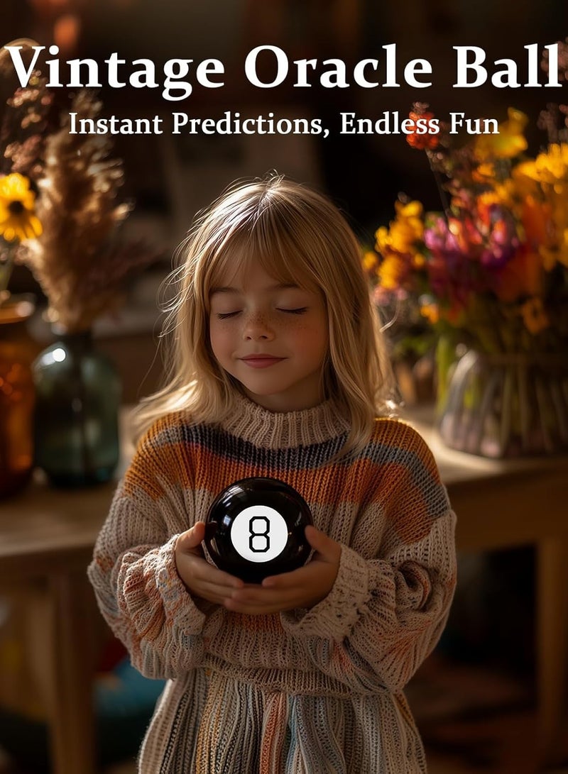 ELLEGLAM Mystic 8 Ball Retro Fortune Telling Toy – Classic Magic Black Ball for Fun, Stress Relief, Family & Office Entertainment (10cm) - Image 2