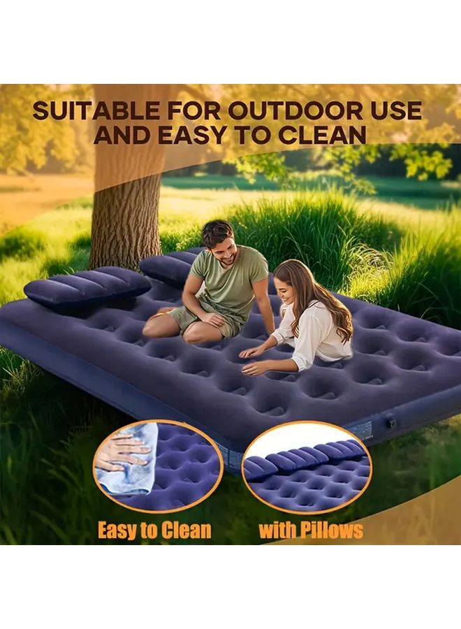 Kingcamp 2 Person Inflatable Air Mattress 80x60x9 Inch with Pillows Blue Classic Airbed for Camping Travel Home Use Durable Rectangular Sleeping Pad for Outdoor Backyard Beach Parties - Image 2