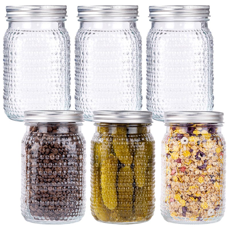 LUODA 32 OZ Wide Mouth Mason Jars 6 PACK Glass Mason Jars with airtight Lids Quart mason jars wide mouth for Preserving Meal Prep Overnight Oats SaucesHoney Jam Yogurt or Jar Decor - Image 2