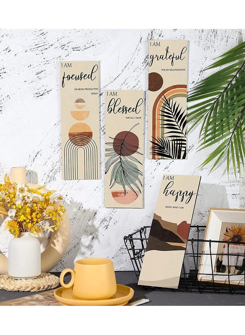 مؤسسة فكرة اليوم اليوم فكرة جدار الفن يطبع 11 × 4 × 1 بوصة، مجموعة من 4، منتصف القرن التأكيدات الإيجابية جدار ديكور ملهمة بوهو يطبع جدار الفن الحد الأدنى يطبع ديكور المنزل للمطبخ، غرفة نوم، غرفة المعيشة - Image 3