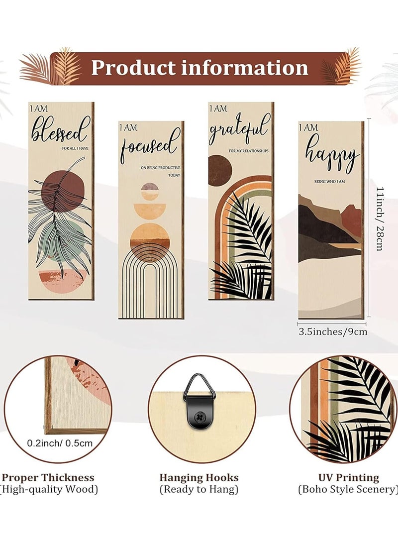 مؤسسة فكرة اليوم اليوم فكرة جدار الفن يطبع 11 × 4 × 1 بوصة، مجموعة من 4، منتصف القرن التأكيدات الإيجابية جدار ديكور ملهمة بوهو يطبع جدار الفن الحد الأدنى يطبع ديكور المنزل للمطبخ، غرفة نوم، غرفة المعيشة - Image 2