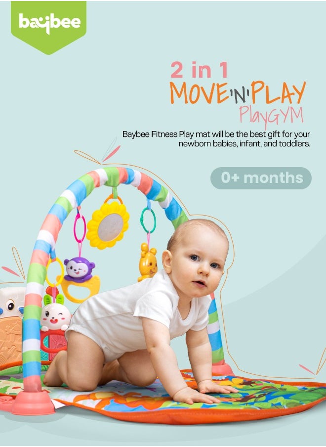 BAYBEE Baybee 2 in 1 Playgym for Babies, Activity Walker Play Gym for Baby with Rotating Piano, 5 Hanging Rattle Kids Toys Baby Crawling Mat for Newborn Baby Play Gym for Baby 0 to 12 Month Boy Girl  - Image 2