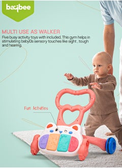 BAYBEE Baybee 2 in 1 Playgym for Babies, Activity Walker Play Gym for Baby with Rotating Piano, 5 Hanging Rattle Kids Toys Baby Crawling Mat for Newborn Baby Play Gym for Baby 0 to 12 Month Boy Girl  - Image 3