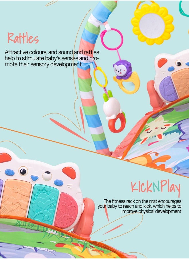 BAYBEE Baybee 2 in 1 Playgym for Babies, Activity Walker Play Gym for Baby with Rotating Piano, 5 Hanging Rattle Kids Toys Baby Crawling Mat for Newborn Baby Play Gym for Baby 0 to 12 Month Boy Girl  - Image 5