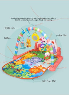BAYBEE Baybee 2 in 1 Playgym for Babies, Activity Walker Play Gym for Baby with Rotating Piano, 5 Hanging Rattle Kids Toys Baby Crawling Mat for Newborn Baby Play Gym for Baby 0 to 12 Month Boy Girl  - Image 4