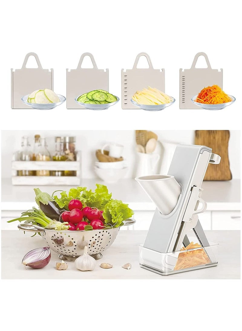 Arabest Multifunctional Vegetable Cutter Mandolin Slicer Kitchen Vegetable Cutter Safety Potato Slicer Food Chopper Grater Vegetable Fruit Meat Slicer With Container Replaceable Blades - Image 2