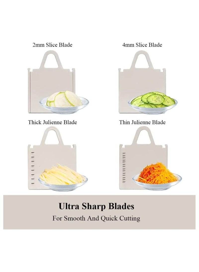 Arabest Multifunctional Vegetable Cutter Mandolin Slicer Kitchen Vegetable Cutter Safety Potato Slicer Food Chopper Grater Vegetable Fruit Meat Slicer With Container Replaceable Blades - Image 3