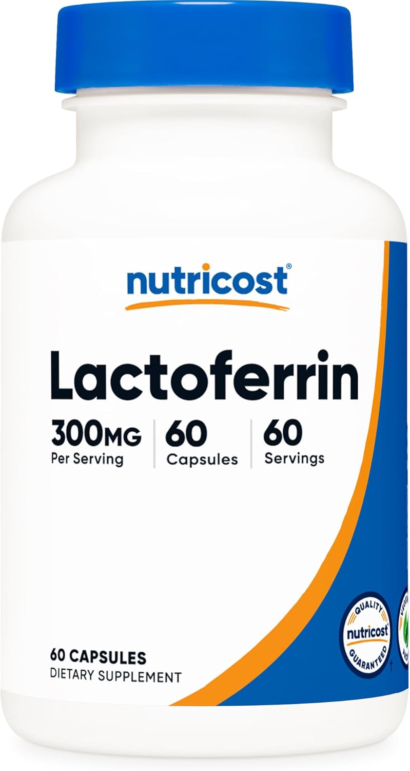 Nutricost Lactoferrin Capsules 60 Capsules 300mg ThirdParty Tested GlutenFree Vegetarian GMP Compliant NonGMO Product  60 Servings - Image 1