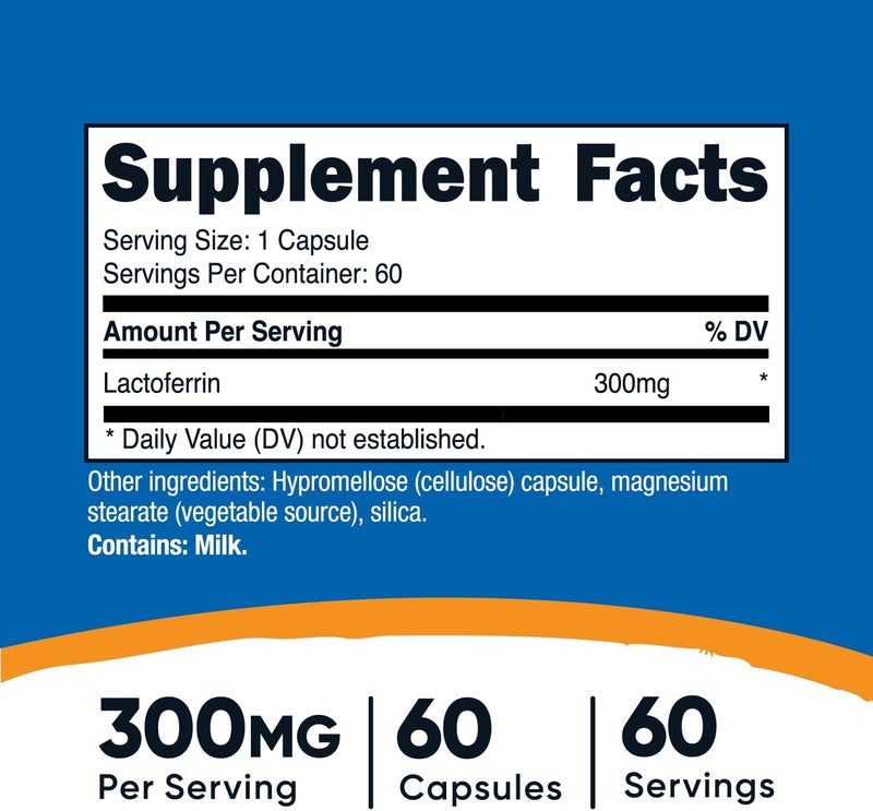 Nutricost Lactoferrin Capsules 60 Capsules 300mg ThirdParty Tested GlutenFree Vegetarian GMP Compliant NonGMO Product  60 Servings - Image 2