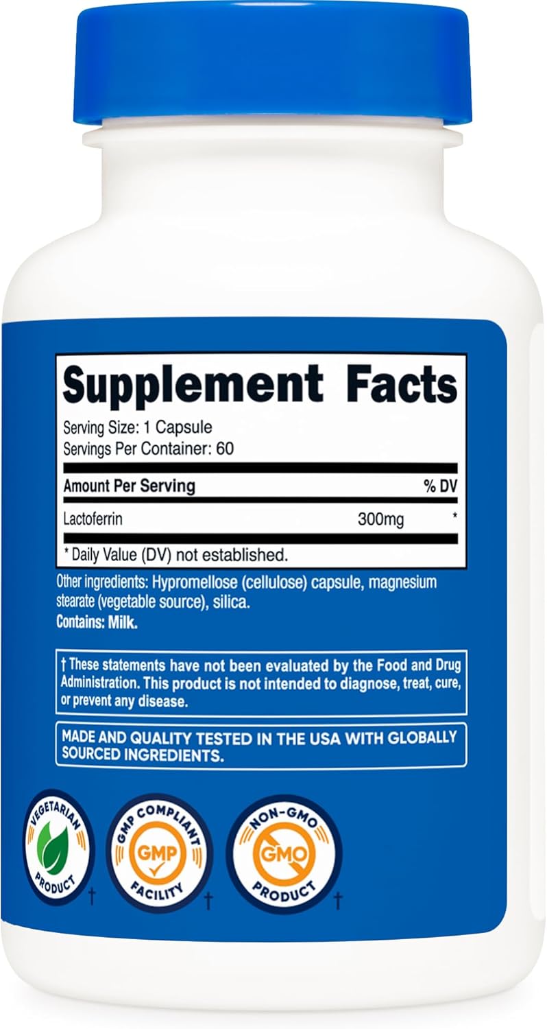Nutricost Lactoferrin Capsules 60 Capsules 300mg ThirdParty Tested GlutenFree Vegetarian GMP Compliant NonGMO Product  60 Servings - Image 5