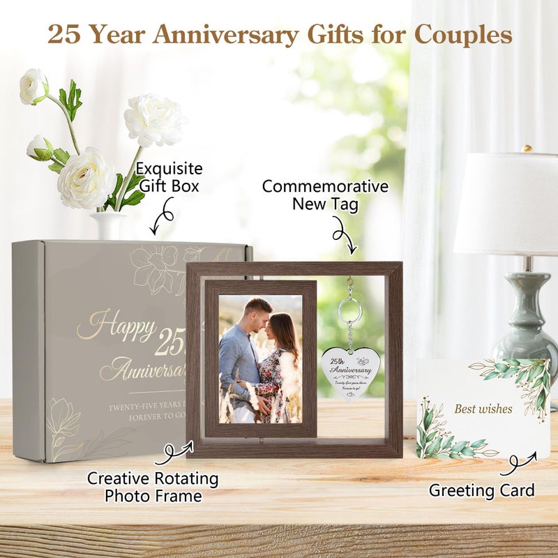 HELORAY 25th Wedding Anniversary Picture Frame Gifts for Couple Unique 25 Silver Anniversary Presents 25 Year Anniversary Decorations Gifts for Husband Wife Friends Parents Her Him - Image 2