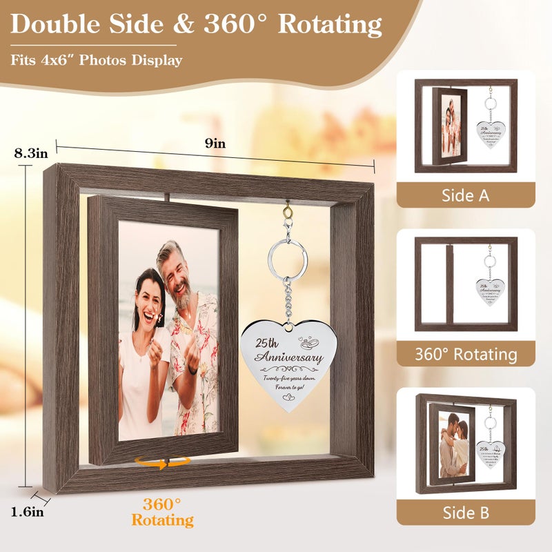HELORAY 25th Wedding Anniversary Picture Frame Gifts for Couple Unique 25 Silver Anniversary Presents 25 Year Anniversary Decorations Gifts for Husband Wife Friends Parents Her Him - Image 4