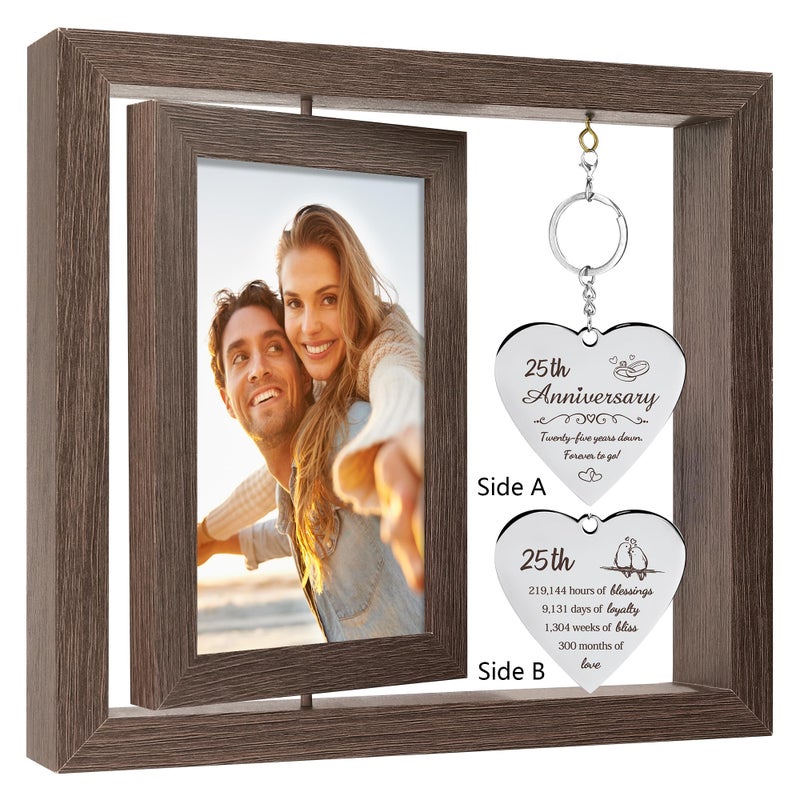 HELORAY 25th Wedding Anniversary Picture Frame Gifts for Couple Unique 25 Silver Anniversary Presents 25 Year Anniversary Decorations Gifts for Husband Wife Friends Parents Her Him - Image 1