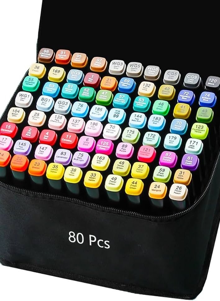 Breeze 80-Color Dual Tip Markers Set – Professional Art Markers for Drawing, Sketching & Coloring  - Image 1