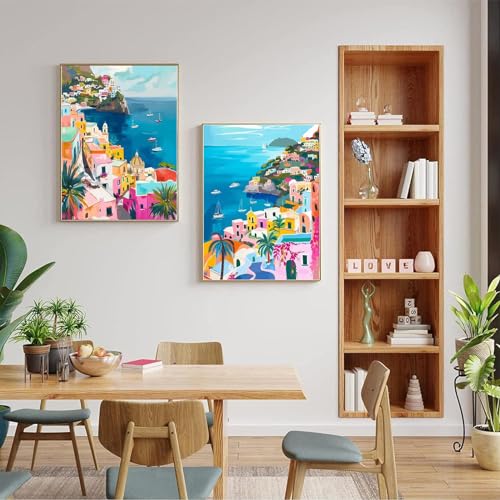 JULOUYN 2 Pack Paint by Numbers Kit for Adults Beginner, Amalfi Coast DIY Canvas Art Kit for Home Decor Gift 16x20 in - Image 5