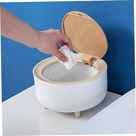 waqif Mini Trash Can with Lid - Removable Small Garbage Can, Tiny Plastic Trash Bin, Pop Up Countertop Wastebasket, Counter Garbage Lint Bin for Bathroom,Office,Kitchen,Desk,Coffee Table(White) - Image 4