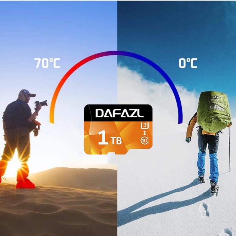 بطاقة ذاكرة MicroSDXC TF سعة 1024 جيجابايت لتسجيل فيديو بدقة 4K، A1 U3 Class10 V30، أسود، تخزين متين عالي السرعة مع محول - Image 4