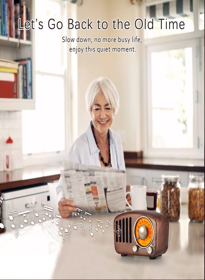 Radio Retro Bluetooth Speaker- Greadio Walnut Wooden FM Radio with Old Fashioned Classic Style, Strong Bass Enhancement, Bluetooth 5.0 Wireless Connection, TF Card & MP3 Player - Image 5