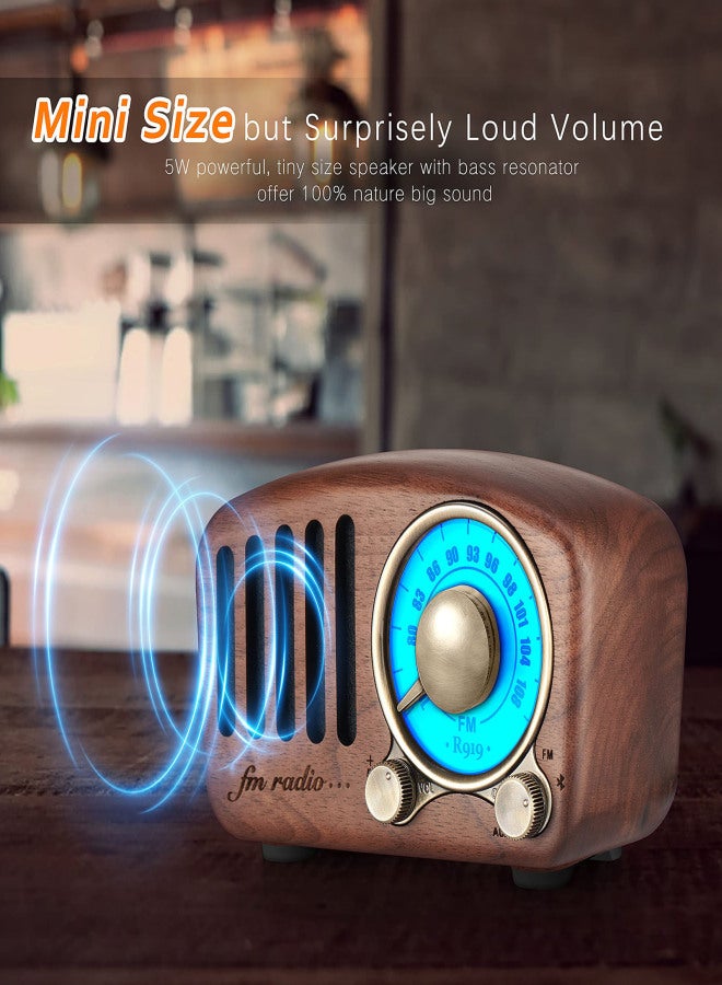 Radio Retro Bluetooth Speaker- Greadio Walnut Wooden FM Radio with Old Fashioned Classic Style, Strong Bass Enhancement, Bluetooth 5.0 Wireless Connection, TF Card & MP3 Player - Image 4