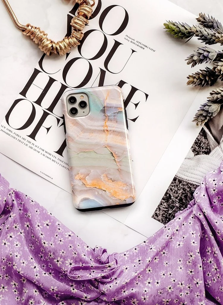 BURGA iPhone 15 Pro Case, 2 Piece Hard Shell + TPU Silicone Interior, Shock Absorption, All Port Accessible, Raised Bezel For Screen & Camera Protection, Never Fading HQ Print, Pastel Hues