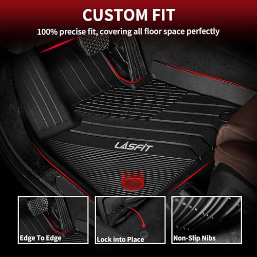 LASFIT حصائر أرضية LASFIT تناسب BMW X5 الجديدة 2019-2024 2025 حصائر أرضية لجميع الأحوال الجوية مصممة خصيصًا من مادة TPE حصائر السيارة الأمامية والخلفية مجموعة صفوف، سوداء - Image 2