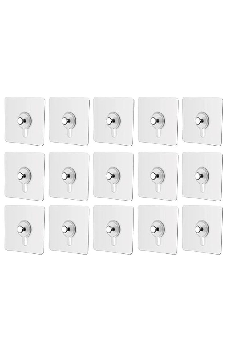 UREVO Adhesive Wall Hooks : 18Pcs Transparent Heavy Duty Self-Sticking Hangers Without Nails, Waterproof & Rustproof for Kitchen Bathroom Home Office - Reusable No Damage Hooks - Image 1