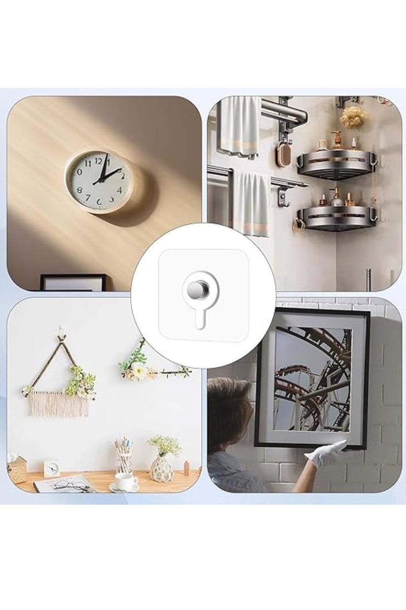 UREVO Adhesive Wall Hooks : 18Pcs Transparent Heavy Duty Self-Sticking Hangers Without Nails, Waterproof & Rustproof for Kitchen Bathroom Home Office - Reusable No Damage Hooks - Image 2