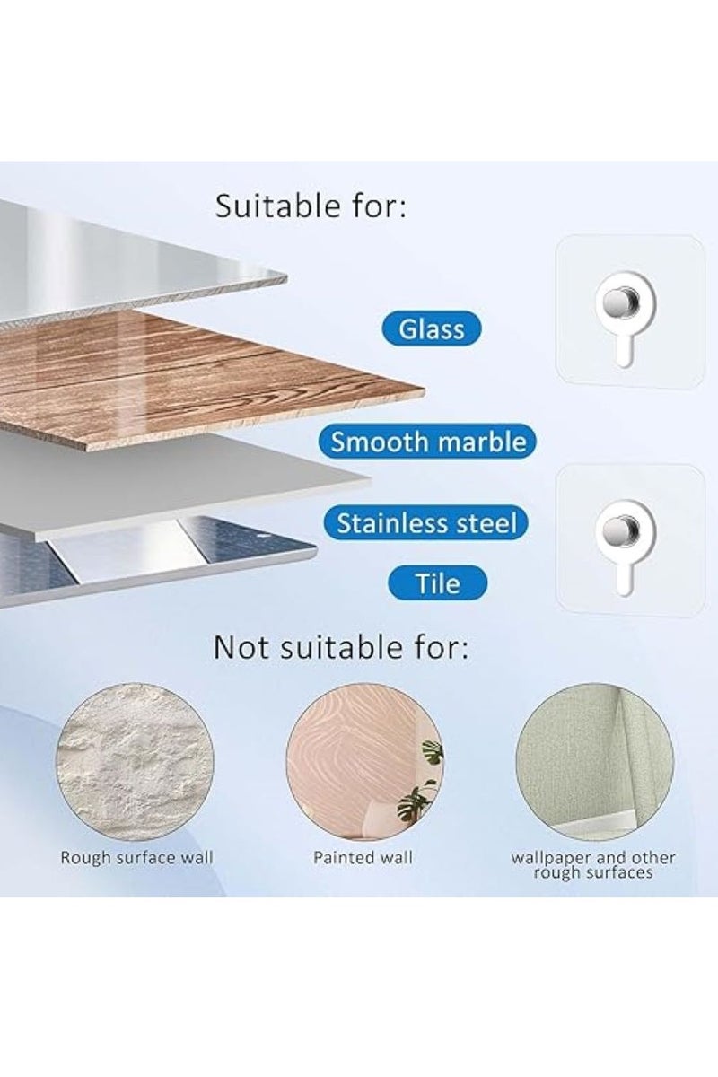 UREVO Adhesive Wall Hooks : 18Pcs Transparent Heavy Duty Self-Sticking Hangers Without Nails, Waterproof & Rustproof for Kitchen Bathroom Home Office - Reusable No Damage Hooks - Image 4