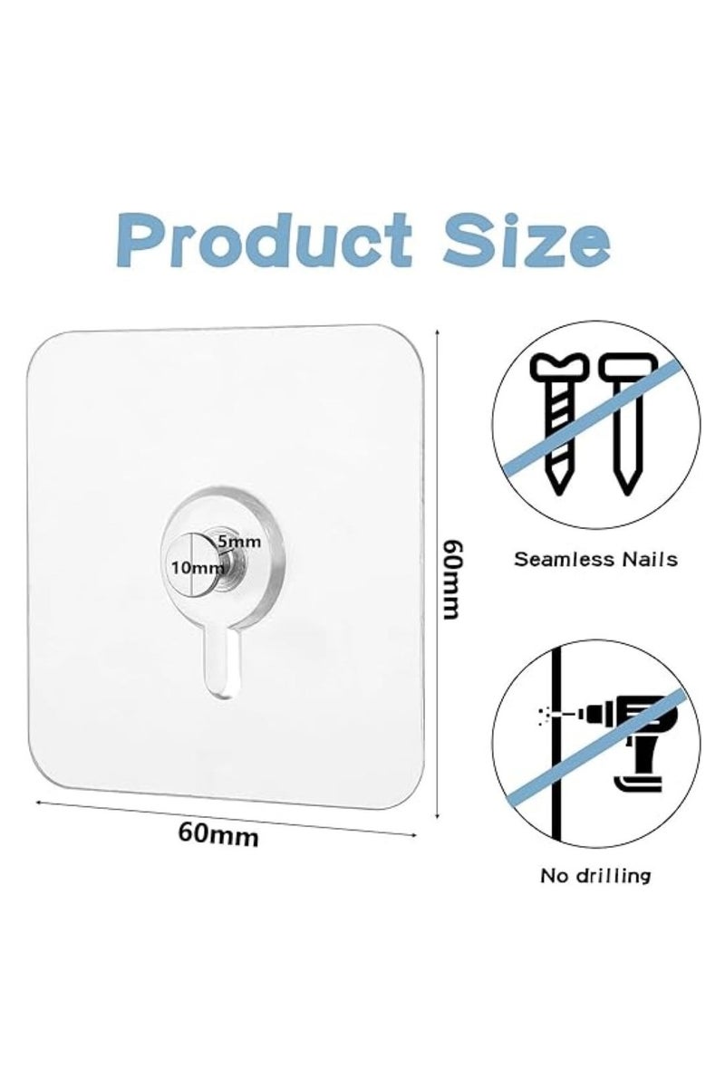 UREVO Adhesive Wall Hooks : 18Pcs Transparent Heavy Duty Self-Sticking Hangers Without Nails, Waterproof & Rustproof for Kitchen Bathroom Home Office - Reusable No Damage Hooks - Image 5