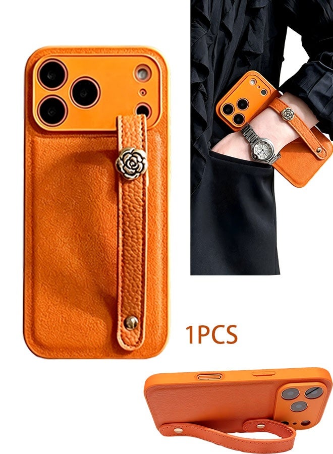 هابي دي غطاء هاتف iPhone 17 Pro Max، تصميم أنيق، حزام كاميليا، مناسب للنساء والفتيات، مقاوم للاصفرار والخدوش، متوافق مع iPhone 17 Pro Max (برتقالي) - Image 1