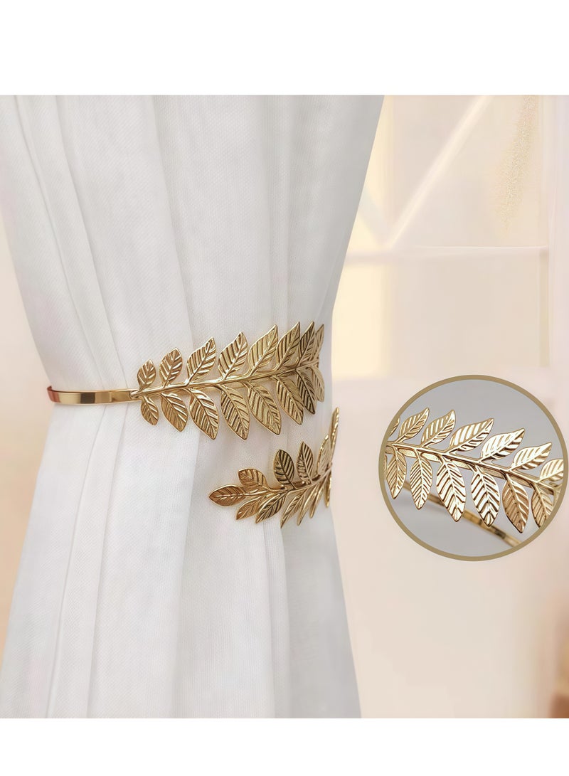 2-pack curtain tie aluminum alloy curtain tie leaf shape carving design curtain tie curtain tie curtain back curtain modern style curtain tie decoration  - Image 4