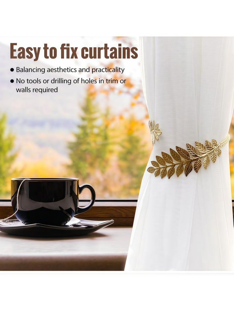 1 pcs curtain buckle aluminum alloy curtain buckle leaf-shaped carved curtain buckle curtain buckle curtain back curtain modern style curtain buckle decoration - Image 2