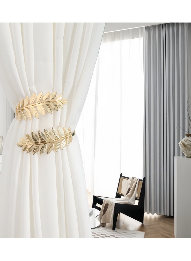 1 pcs curtain buckle aluminum alloy curtain buckle leaf-shaped carved curtain buckle curtain buckle curtain back curtain modern style curtain buckle decoration - Image 1