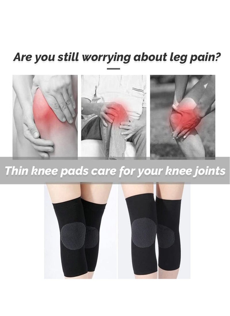 KASTWAVE - 2 Pairs Thermal Warmer Knee Support Sleeve Breathable Stretchy Knee Brace Anti Skid Pads Cashmere Knit Compression Knee Pads Pain Joint Arthritis Relief for Gym Running Cycling Dancing - Image 1