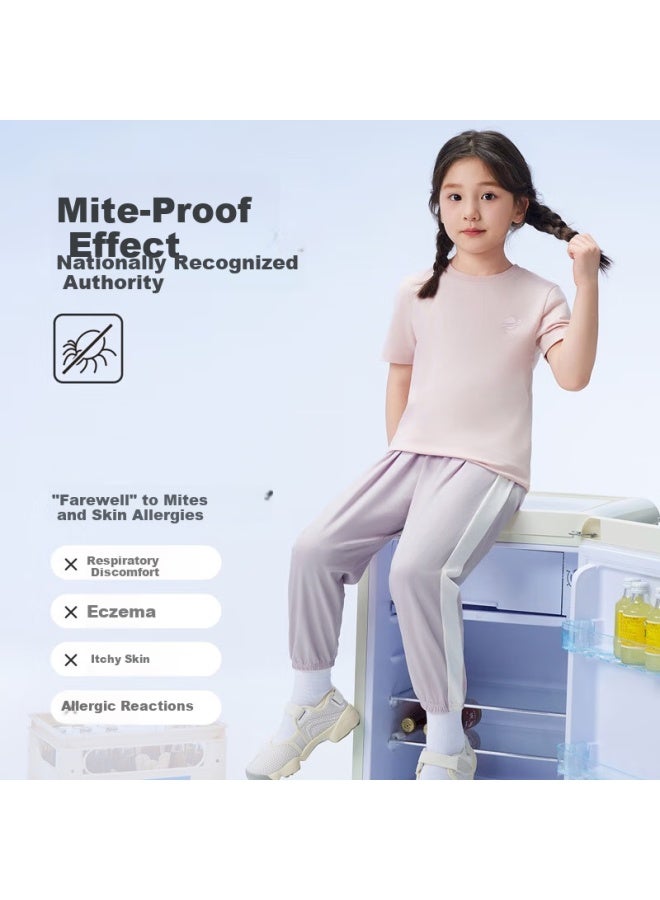 Sanqiang Children'S Sleep Pants, Cool Ice Spring Cotton, 3A Antibacterial, Boys And Girls Single Pants, Long Pants, 130, Lilac Purple