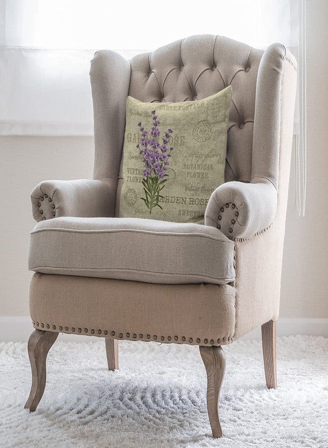 Moslion Lavender Pillow Cases Purple Flower Botanical Bouquet Floral Garden for Wedding Stamp Vintage Throw Pillowcases 18x18 Inch Cushion Cover Home Decor Cotton Linen Pillow for Sofa Bed - Image 4