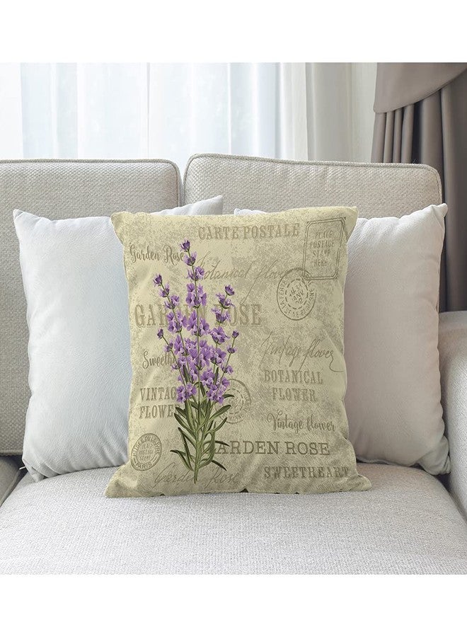 Moslion Lavender Pillow Cases Purple Flower Botanical Bouquet Floral Garden for Wedding Stamp Vintage Throw Pillowcases 18x18 Inch Cushion Cover Home Decor Cotton Linen Pillow for Sofa Bed - Image 3