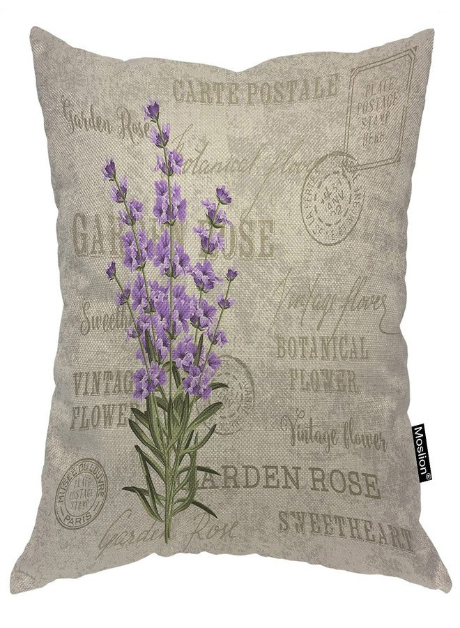 Moslion Lavender Pillow Cases Purple Flower Botanical Bouquet Floral Garden for Wedding Stamp Vintage Throw Pillowcases 18x18 Inch Cushion Cover Home Decor Cotton Linen Pillow for Sofa Bed - Image 1