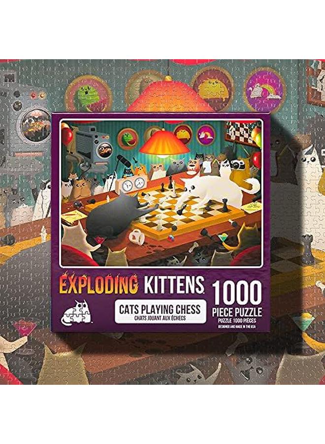 Exploding Kittens Jigsaw Puzzles For Adults Cats Playing Chess 1000 Piece Jigsaw Puzzles For Family Fun And Game Night - Image 3