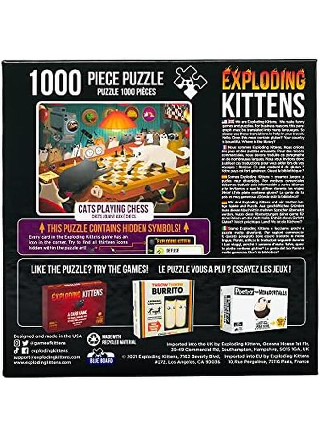 Exploding Kittens Jigsaw Puzzles For Adults Cats Playing Chess 1000 Piece Jigsaw Puzzles For Family Fun And Game Night - Image 2