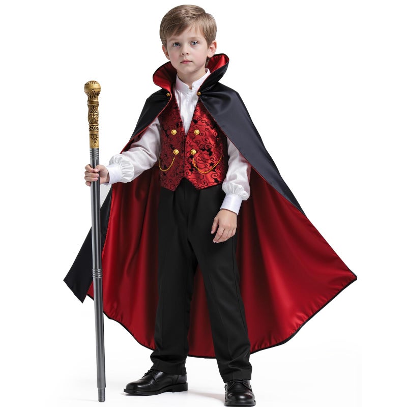 PEADUCK Kids Vampire Costume for Boy Halloween Vampire Costumes Dress Up Role Play Set Halloween Party Costumes for Boys Kids 312 - Image 3