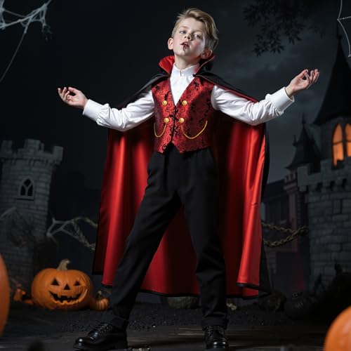 PEADUCK Kids Vampire Costume for Boy Halloween Vampire Costumes Dress Up Role Play Set Halloween Party Costumes for Boys Kids 312 - Image 5