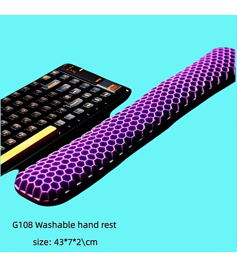 TPE G108 Keyboard Wrist Rest Purple Ultra Soft Ergonomic Mouse Hand Rest Pad For Office Gaming High Elastic Anti Slip Breathable Washable - Image 4