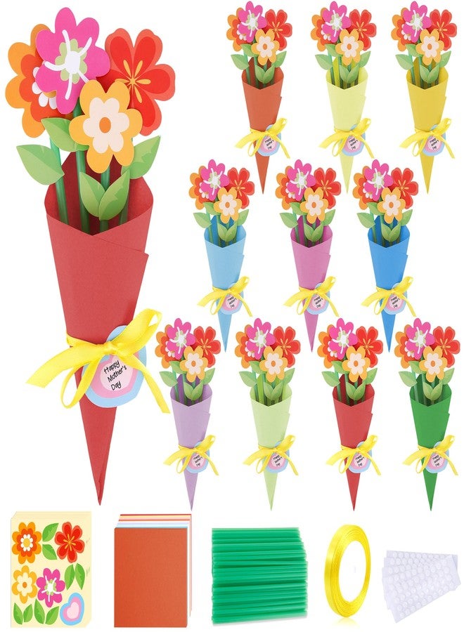FULAIERGD 32 Set Mother's Day Flower Bouquet Paper Craft Kit-Mother's Day DIY Make Your Own Flower Bouquet for Party Activities Mom Teacher Appreciation Week Valentine Gift - Image 1