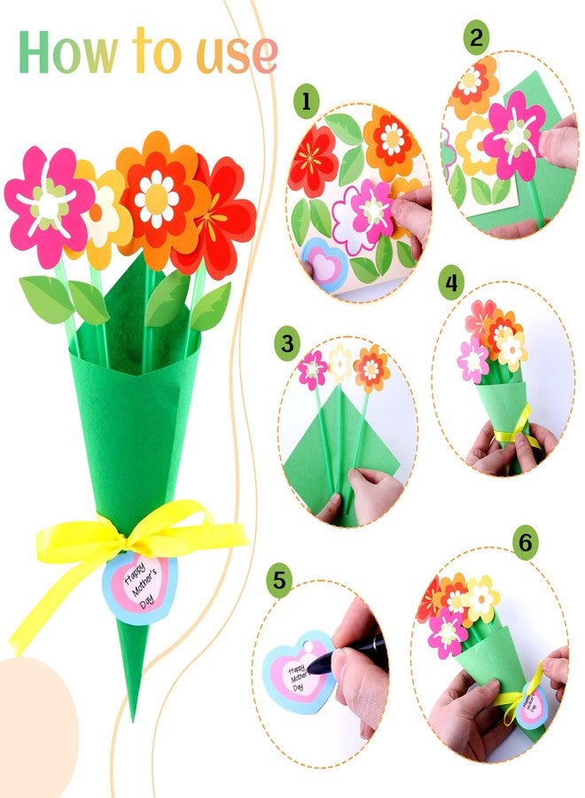 FULAIERGD 32 Set Mother's Day Flower Bouquet Paper Craft Kit-Mother's Day DIY Make Your Own Flower Bouquet for Party Activities Mom Teacher Appreciation Week Valentine Gift - Image 3