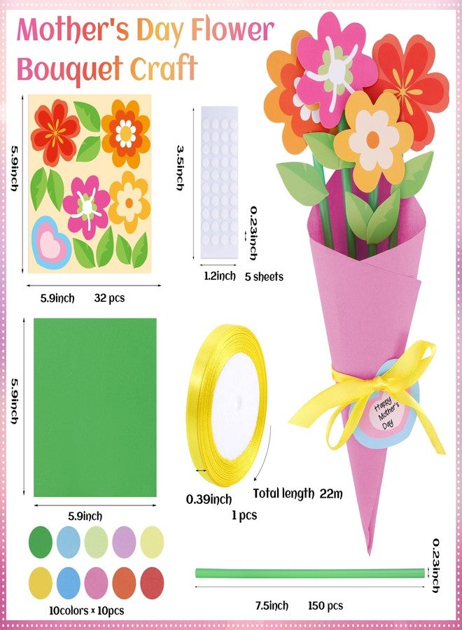 FULAIERGD 32 Set Mother's Day Flower Bouquet Paper Craft Kit-Mother's Day DIY Make Your Own Flower Bouquet for Party Activities Mom Teacher Appreciation Week Valentine Gift - Image 2