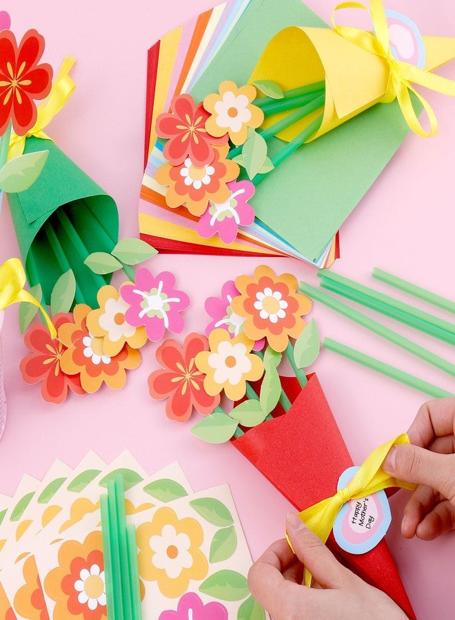 FULAIERGD 32 Set Mother's Day Flower Bouquet Paper Craft Kit-Mother's Day DIY Make Your Own Flower Bouquet for Party Activities Mom Teacher Appreciation Week Valentine Gift - Image 4